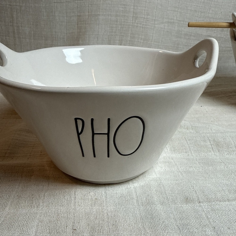 Rae Dunn Artisan Collection PHO White Ceramic Mixing Bowl Magenta 202